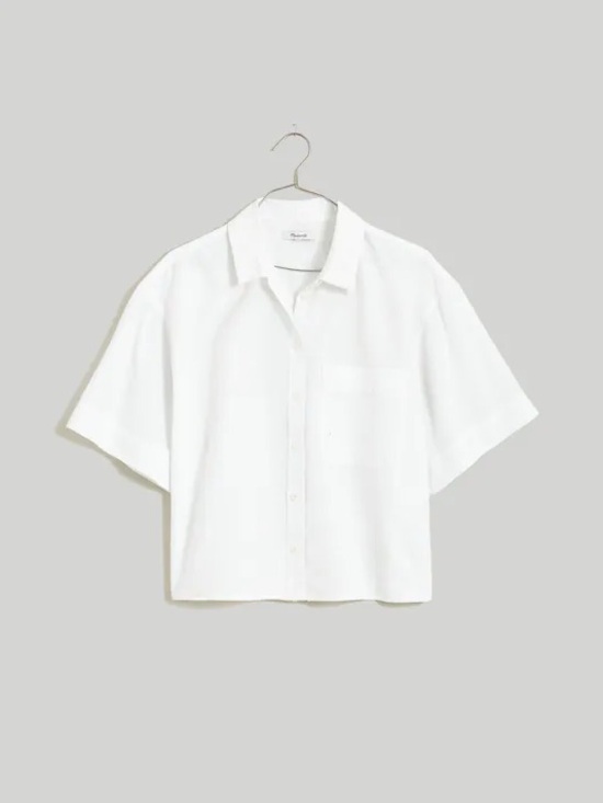 Madewell Tops - Madewell Cropped Utility Button-Up Shirt in White size L oversized oxford preppy
